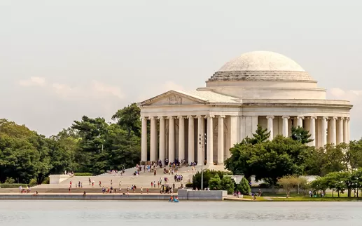 Jefferson Memorial with visitors on the National Mall - Memorials in Washington, DC
