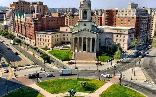 Vista de la azotea de Thomas Circle en el centro de Washington, DC - Vecindarios en DC