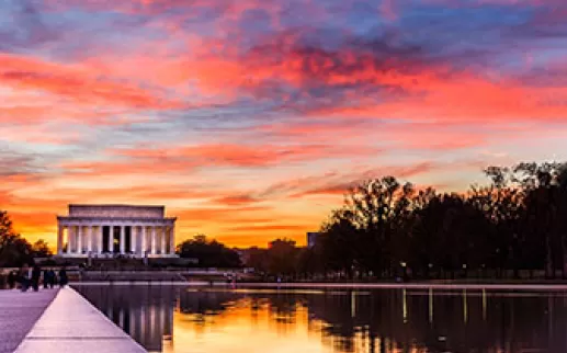 Sonnenuntergang am Lincoln Memorial