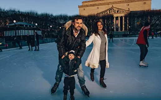 Family ice skating