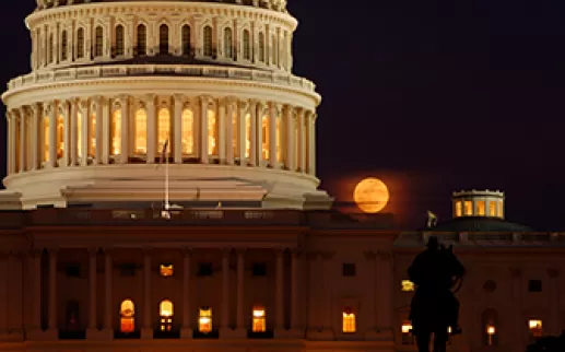 Capitol with harvest moon
