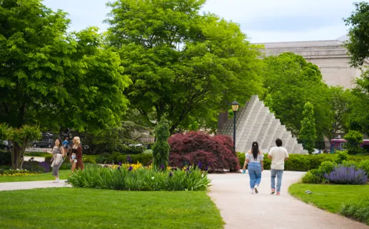 People Walking Through The National Gallery of Art Sculpture Garden