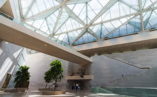 An interior shot of the National Gallery of Art's modern East Building. 