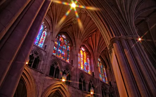 National Cathedral interior and stained glass