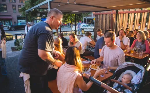 Young family dining at Bluejacket on the Capitol Riverfront - Family friendly restaurants in Washington, DC
