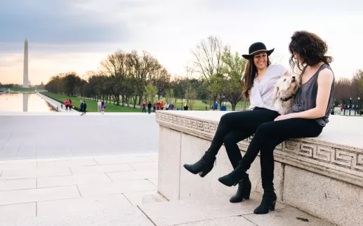 Couple by the Lincoln Memorial on the National Mall - LGBTQ-friendly things to see and do in Washington, DC