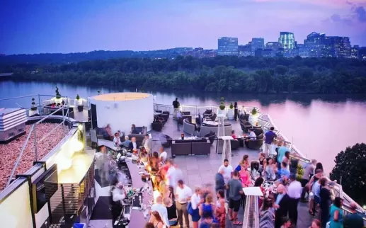 @watergatehotel - Top of the Gate rooftop bar at The Watergate Hotel - Sunset overlooking Potomac River in Washington, DC
