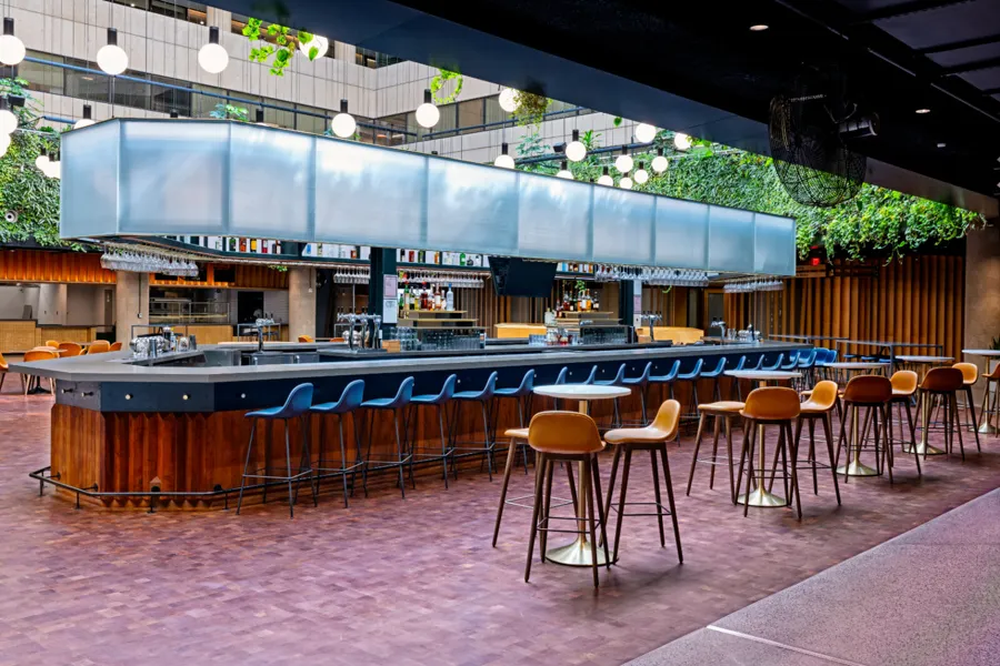 The Square bar and dining area 