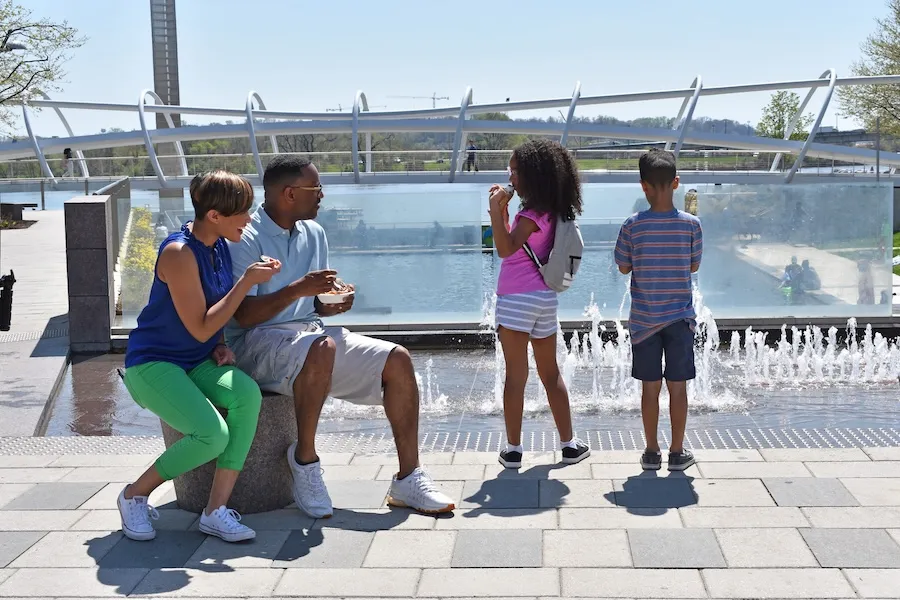 A family eating ice cream at The Yards Park in Navy Yard - Washington DC
