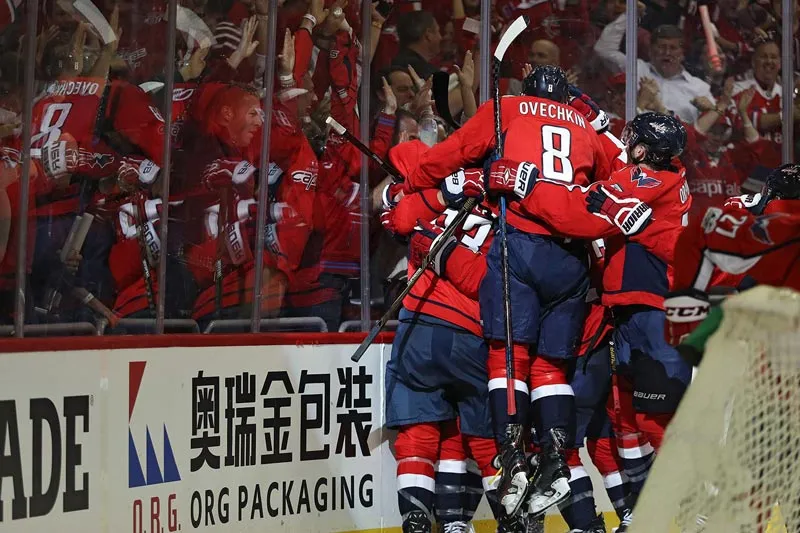 Alexander Ovechkin Celebrating Goal at Washington Capitals Hockey Game at Capital One Arena - Professional Sports in Washington, DC