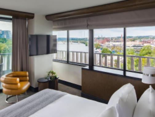 Guest room with views at the Watergate Hotel