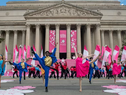 Parade outside of National Archives for National Cherry Blossom Festival