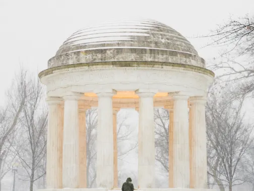 DC War Memorial in snow