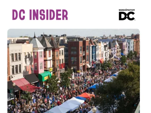 An email preview of the DC Insider with photo of packed street festival and colorful rowhouses in Washington, DC