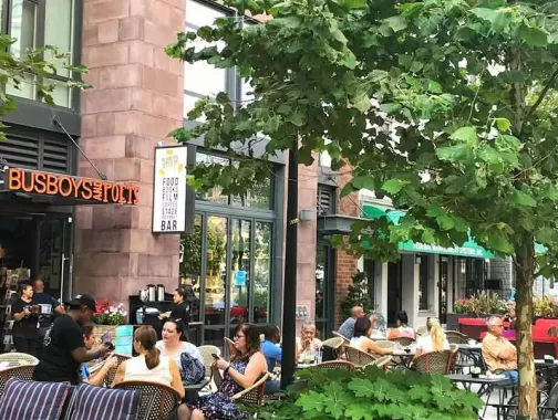Outdoor patio at the Mount Vernon Square Busboys and Poets - Things to do in DC's Mount Vernon Square neighborhood