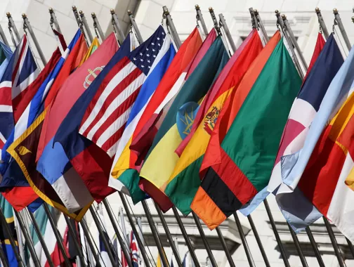 Weergave van vlaggen uit verschillende landen