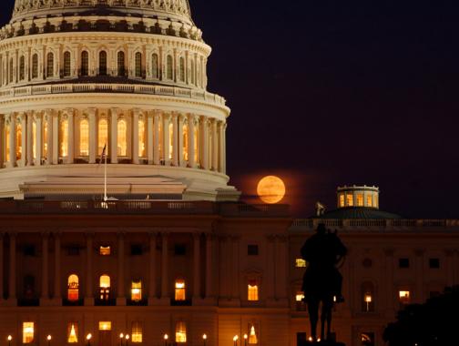 미국 국회 의사당-보름달-워싱턴 DC