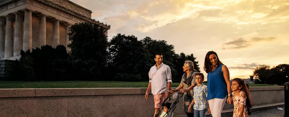 Paseos familiares por el Lincoln Memorial
