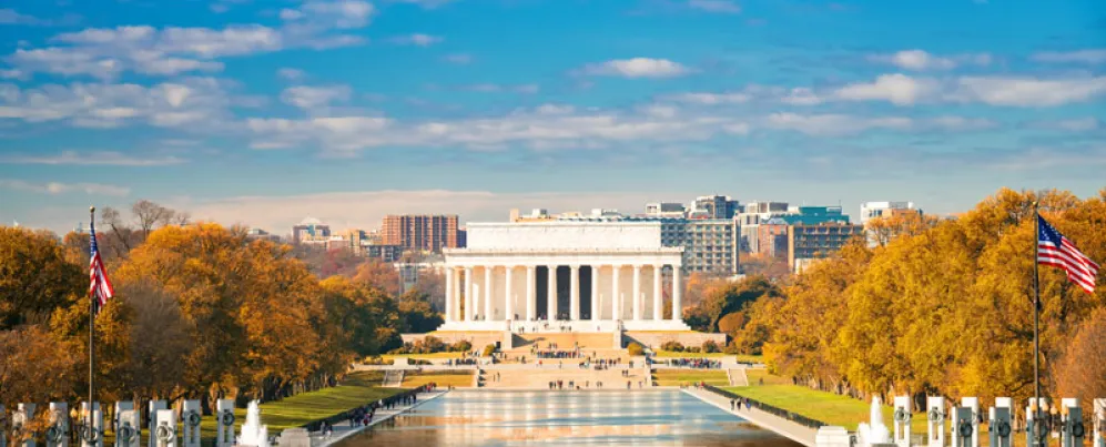 Fall Foliage at the Lincoln Memorial on the National Mall - Monuments in Washington, DC
