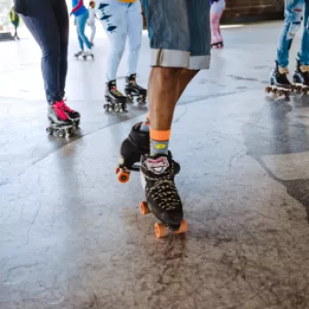 The Lace Em Up skaters led by Kenneth “Rollo” Davis and the X-Rated Skate Group