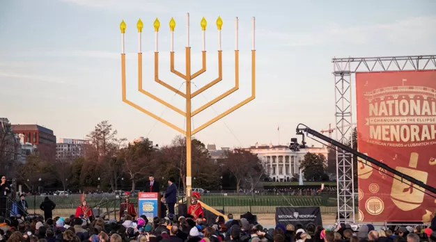 Photo prise lors de la cérémonie nationale d'allumage de la Menorah devant la Maison Blanche