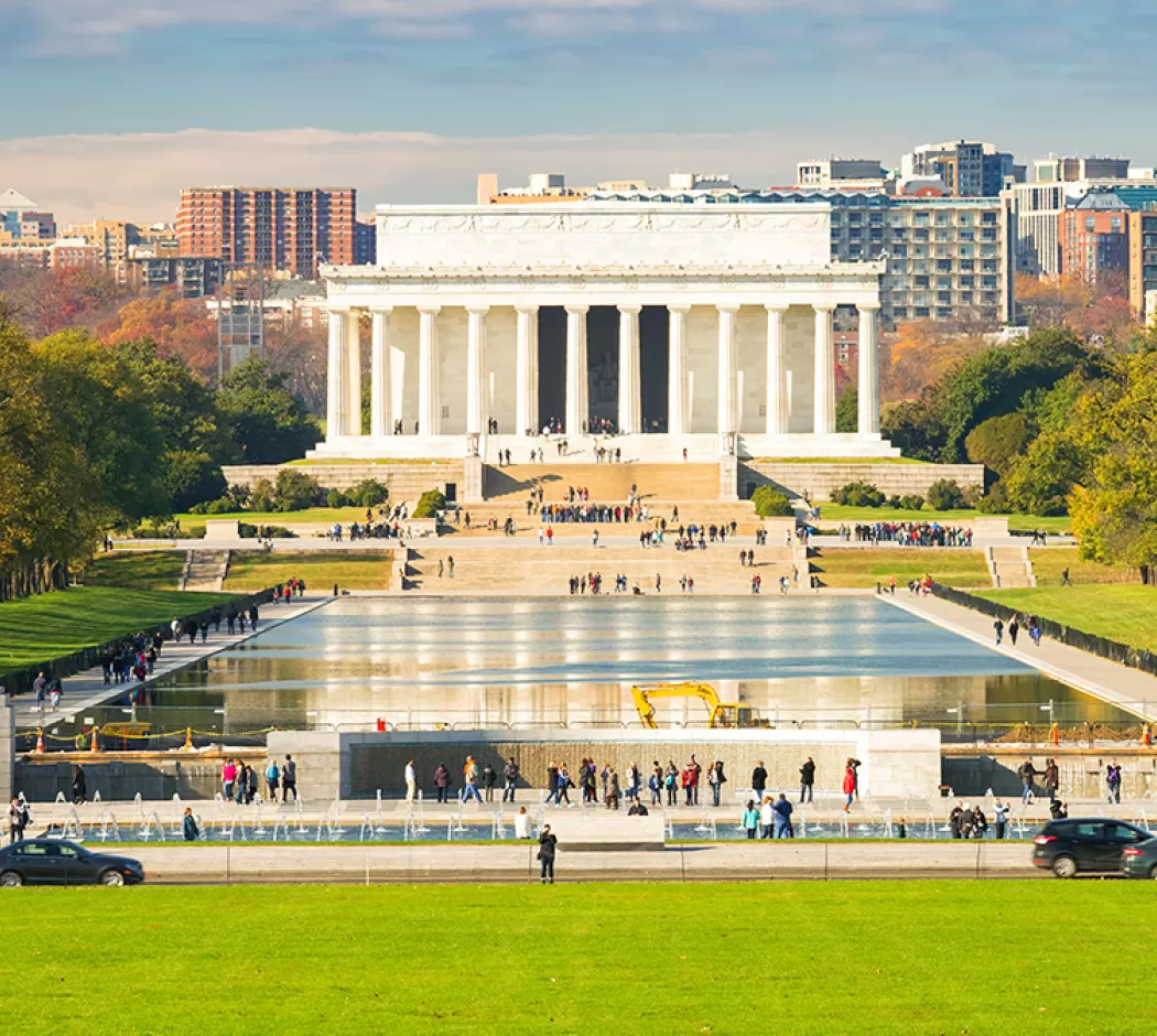 Vista del National Mall del Lincoln Memorial